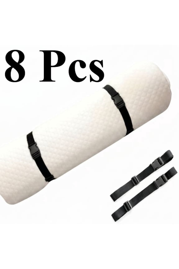 8Pack Utility Straps with Quick-Release Buckle, 65" Adjustable Nylon Straps, Nylon Tie Down Straps for Backpack Sleeping Bag Luggage Packing, Black