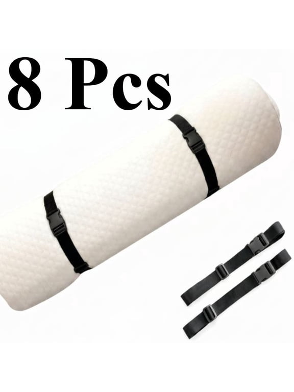8Pack Utility Straps with Quick-Release Buckle, 65" Adjustable Nylon Straps, Nylon Tie Down Straps for Backpack Sleeping Bag Luggage Packing, Black