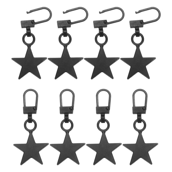 8Pack Zipper Pull Replacement, Star Detachable Tiny Zipper Slider, Black