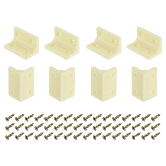 8Packs 90 Degree Plastic Corner Braces, 22x38x22mm Nylon Shelf Right Angle Brackets with Screws (Beige Yellow)