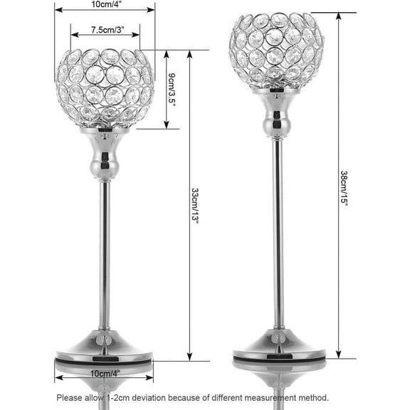 8Packs Silver Crystal Candle Holders for Wedding Table Party Church Decorative Centerpieces