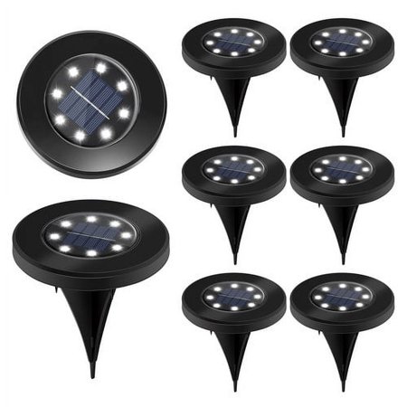 8Packs Solar Buried Lights 8LED Waterproof Intelligent Control Lamp for Garden Cold White