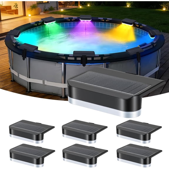 8Packs Solar Pool Lights for Above Ground & In-Ground Pools, 11 Lighting Modes, RGB Outdoor Waterproof Swimming Pools Night Light