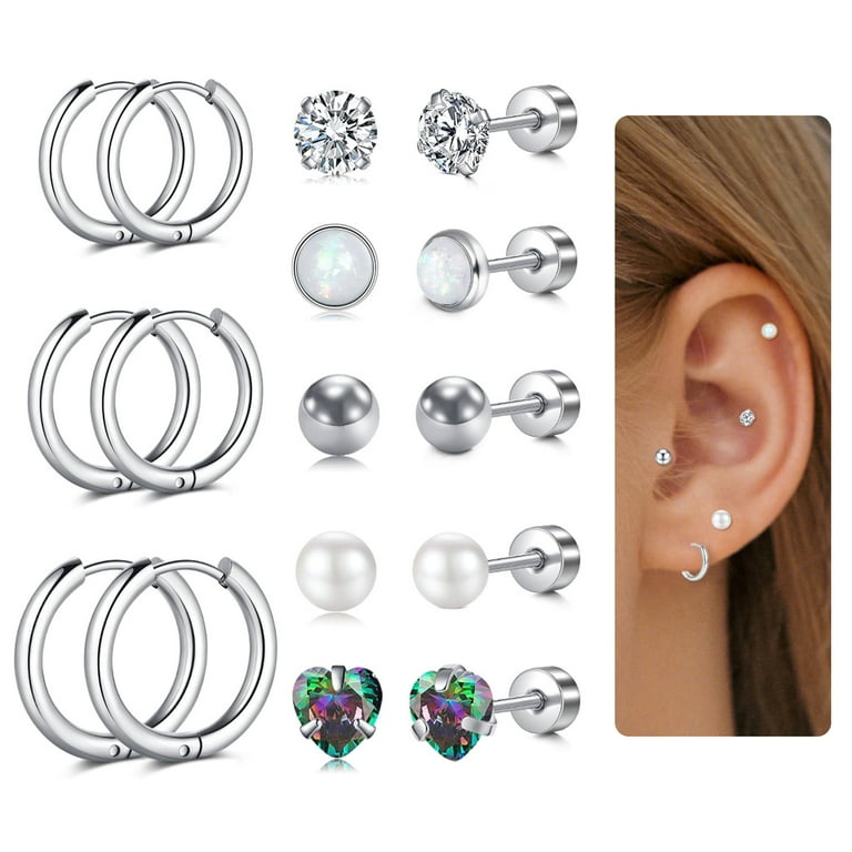 Briana Williams Flat Back Stud Earrings Set for Women Men