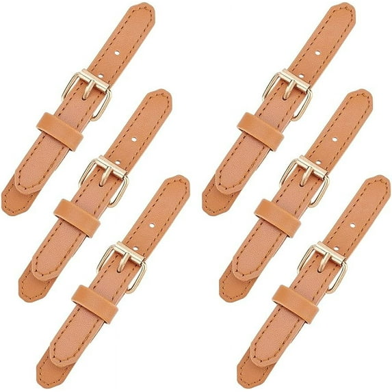 8Pairs Leather Sew-On Toggles Closures Camel Leather Snap Toggle Sew On Duffle Jacket Buckle with Metal Clasp Replacement Snap Toggle