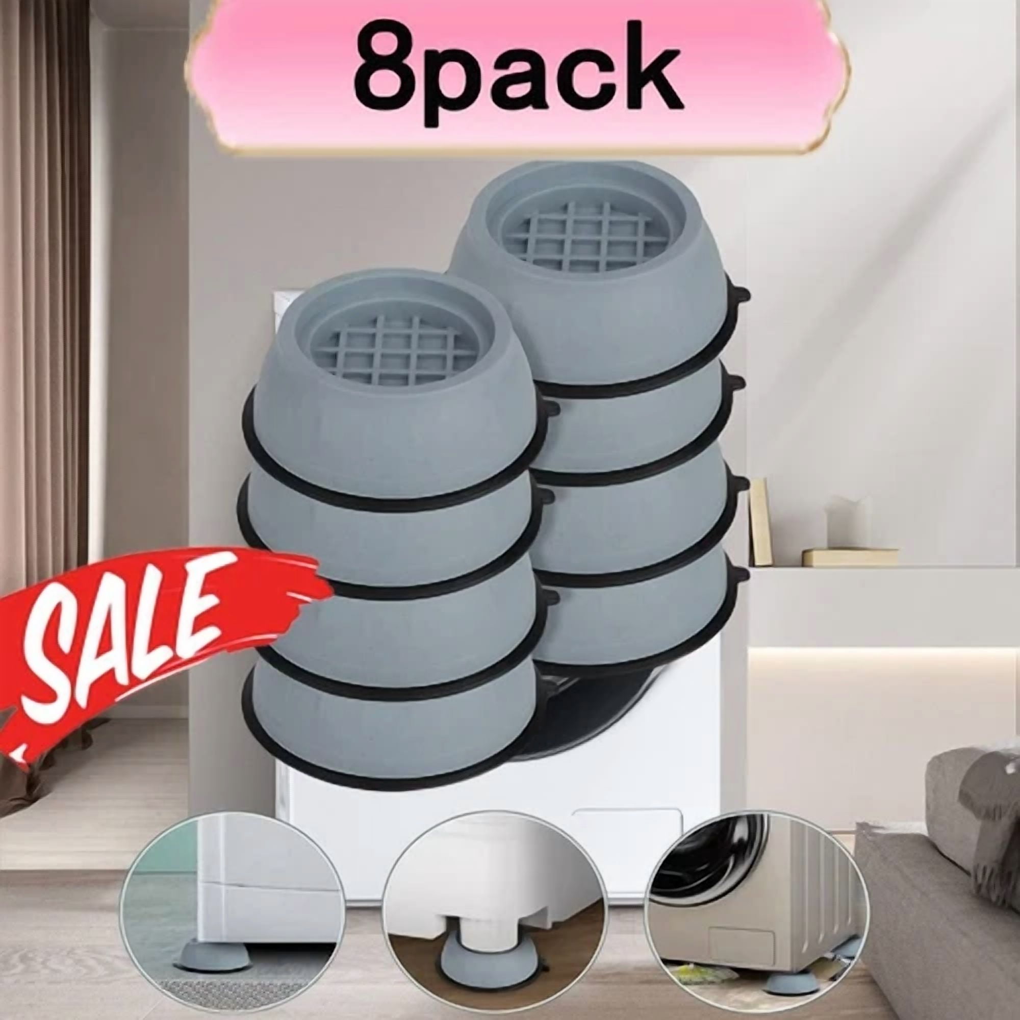 8Pc Anti Vibration Washing Machine Mats Support Anti-Slip Rubber Feet Base Pads.