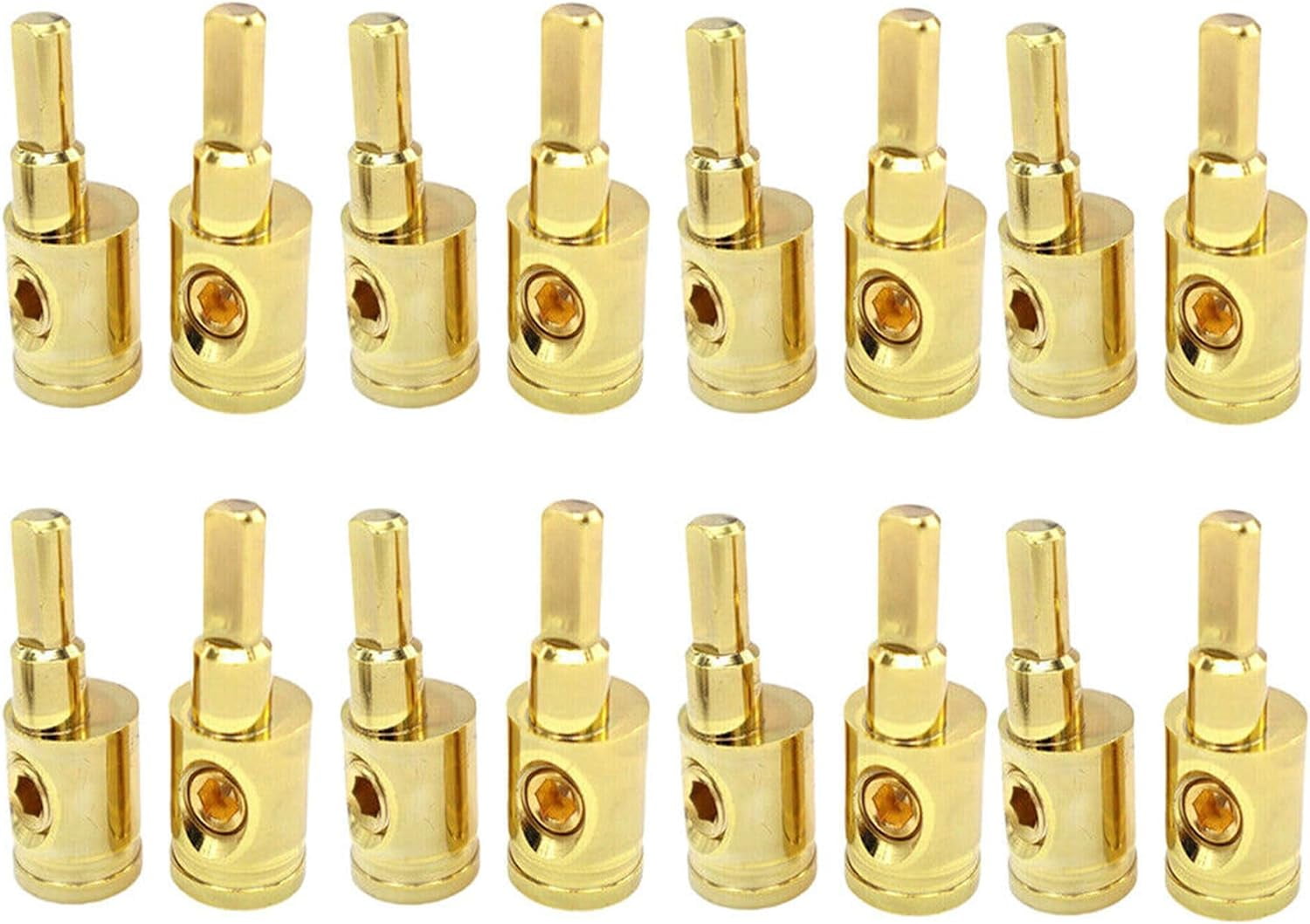 8Pc Car Audio Power/Ground 4 Gauge To 8 Gauge Amp Input Reducers Wire Reducer (8Pcs Gold