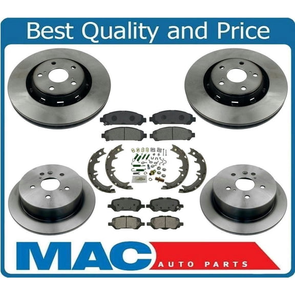 8Pc Ceramic Pads & Springs Kit for Toyota for Venza 09-16 - Front & Rear Vented Rotor Brake Shoes D3EA Certified