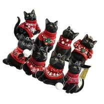 8Pc Christmas Decorations Indoor Cute Cat Pendant Car Hanging Christmas Decoration Xmas Tree Ornaments Set Holiday Hanging Decor