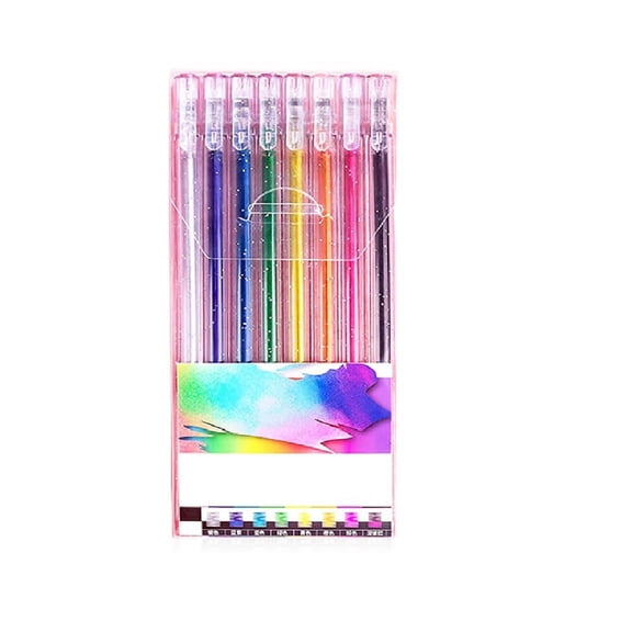 8Pc Highlighter Gel Pen Set, Dienrx Smudge-Resistant Highlighter Gel Makers For Adult Drawing, Office Use, Smooth Glide Ergonomic Design With Visible Ink Barrel