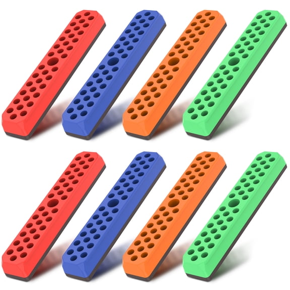 8Pcs 1/4 Inch Magnetic Hex Bit Holder Rack Organizer 37 Hole Drill Bit Holder Organizer with Strong Magnetic Base Easy Access