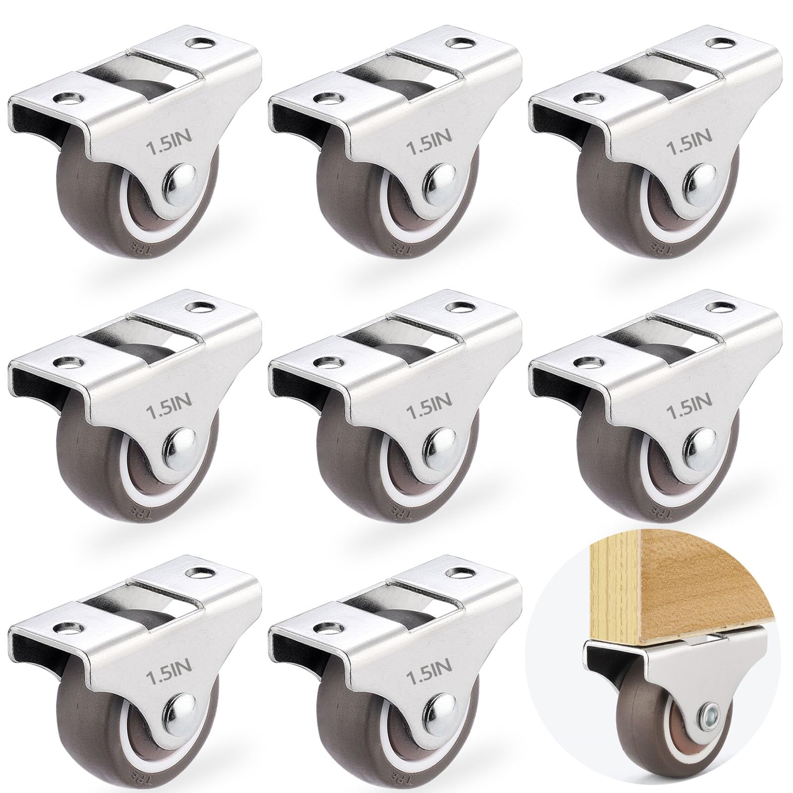 Mini Caster Wheels Yitexin 4-Pack Mini Long Frame Fixed Casters With ...