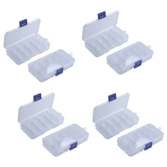 8Pcs 10-Slot Portable Plastic Resistors Electronic Component Case Box,8 x Electronic Components Case,Transparent white