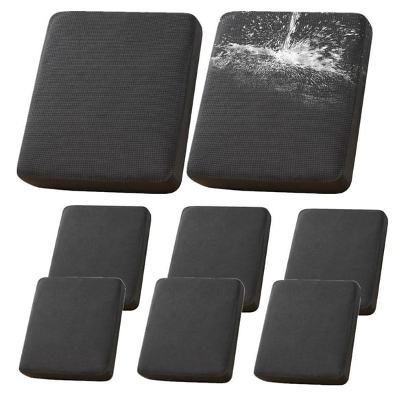 8Pcs 100% Waterproof Patio Stretch Sofa Cushion Covers, Outdoor Cushion Cover Replacements, Patio Furniture Cushions Couch Slipcovers Chair Seat Cover Protector (Dark Gray)