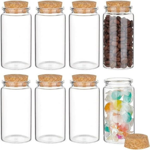 8Pcs 120ml/4oz Mini Glass Bottles with Cork Stoppers Wish Bottles Message Bottles for Wedding Party Supplies DIY Craft Baby Shower Favors Clear