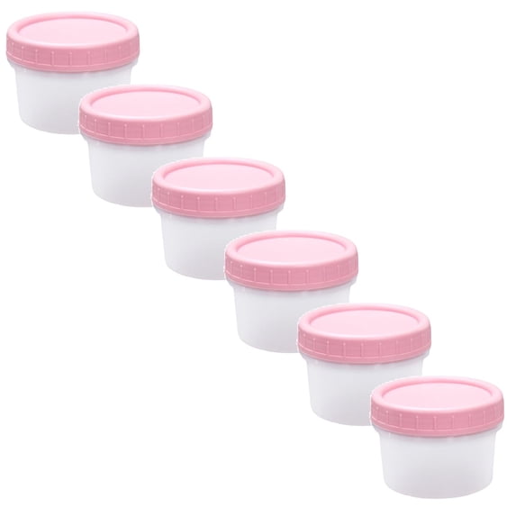 8Pcs 120ml/4oz Reusable Small Plastic Containers with Pink Screw Lids, Small Food Storage Freezer Containers,Deli Containers Stackable Food Storage Jars,Sauce Condiment Jars Lunch Box Accessories
