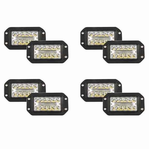 8Pcs 12V 6 Inch Flush Mount Work Light 26 LED Super Bright Spotlight Car Headlights
