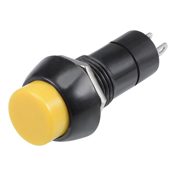 8Pcs,12mm Round Push Button Switch Yellow Self-Locking Latching SPST 1 NO 1 NC