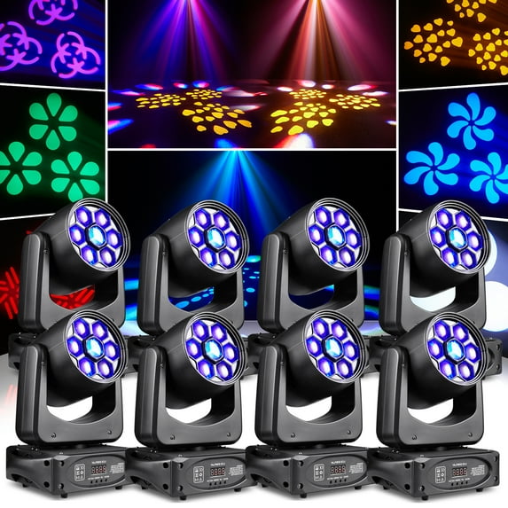 8Pcs 150W New Bee Moving Head Light 5050 RGBW Lamp Beads DJ Light DMX512 Voice Control for Disco Party Club Bar Show Stage Lighting