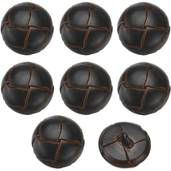 8Pcs 18mm Coconut Brown Leather Shank Button Half Round with Alloy Finding and Resin Inside Vintage 1 Hole Buttons for Sewing Making Clothing Accessories Suit Coat Dress Decor DIY Crafts Brown
