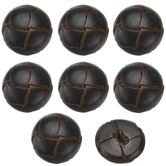 8Pcs 18mm Coconut Brown Leather Shank Button Half Round with Alloy Finding and Resin Inside Vintage 1 Hole ButtonsDIY