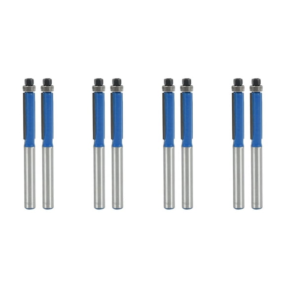 8Pcs 2.6 Inch Long 2 Edges Flush Trim Router Bit 1/4 Inch x 1/4 Inch for Carpenter