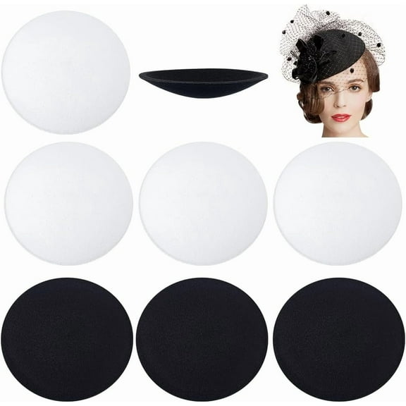 8Pcs 2 Color Cloth Round Fascinator Hat Base White Black Sinamay Hat Fascinator Base Craft for Millinery Magic4.33x0.12inch