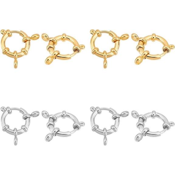 8Pcs 2 Colors 304 Stainless Steel Spring Ring Clasps Ring Mixed Color 24x4mm Hole: 2.5mm 4pcs/color for Handmade