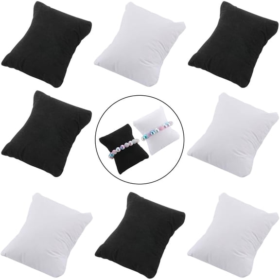 8Pcs 2 Colors Bracelet Display Pillow Black & White Watch Pillows Velvet Lint Small for Bracelet Bangle Cushion Gift Displays Arrangement(3x3x2 Inch)
