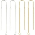 thumbnail image 1 of 8Pcs 2 Colors Ear Threads 18K Gold & 925 Sterling Silver Plated String Earring Threader 60mm Pull Through Threaded Long Chain with 925 Sterling Silver Pins and Loop for DIY DIY Earring Making, 1 of 9