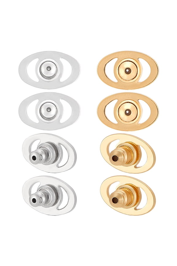 8Pcs 2 Colors Earring Backs Replacements Brass Ear Nuts Pierced Earring Backers for Studs/Droopy Ear Locking Comfort Earring Lifters Platinum Golden