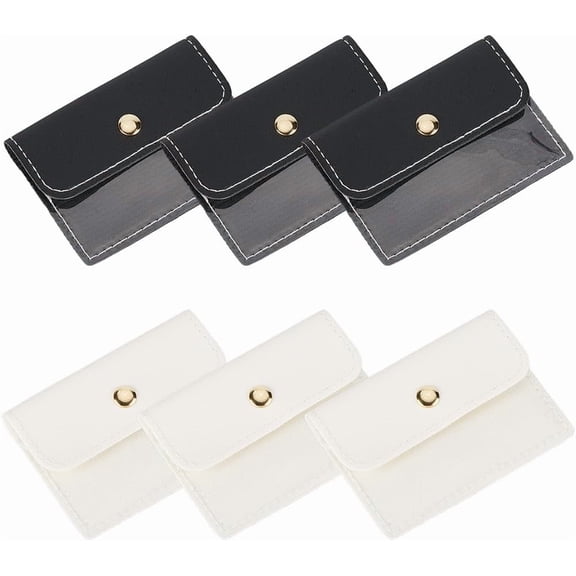 8Pcs 2 Colors Portable Imitation Leather Jewelry Bags for Travel with Iron Snap Button Rectangle Mixed Color 7x9.6x0.85cm 4pcs/color creative