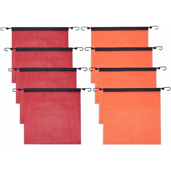 8Pcs 2 Colors Safety Flag with Hook 18x18 Inch Warning Flag Safety Flags for Trucks Mesh Safety Flag Hook Safety Warning Flag Safety Flag with Elastic Cord for Trailer and Pilot Cars DIY Making