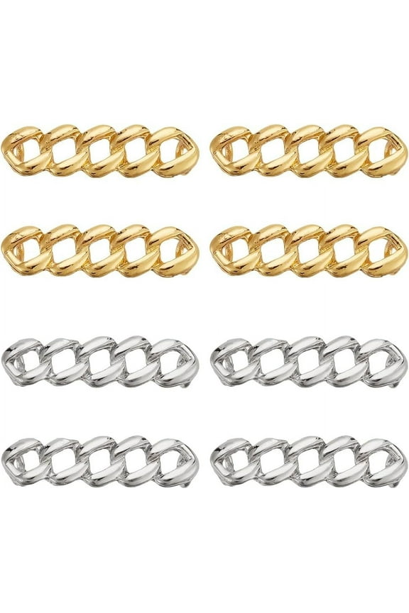 8Pcs 2 Colors Shoe Chain Charms 1.6 Inches Shoelace Chains Metal Detachable Shoe Charms Chain Alloy Chain Shoes Decorations Platinum Gold for Sneakers Casual Shoes Accessories Hole: 5mm