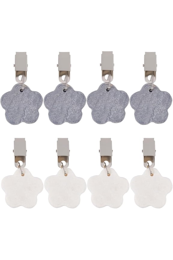 8Pcs 2 Colors Tablecloth Weights Hangers Flower Shape Pendant Stone Table Cover Weights with Alloy Clips White Gray Marble Table