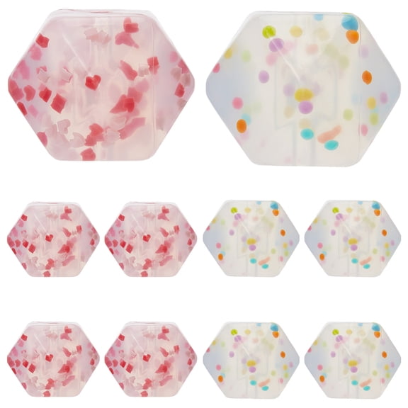 8Pcs 2 Colors with Heart Pattern Silicone Focal Beads Mixed Color 17x17x17mm 4pcs/color DIY