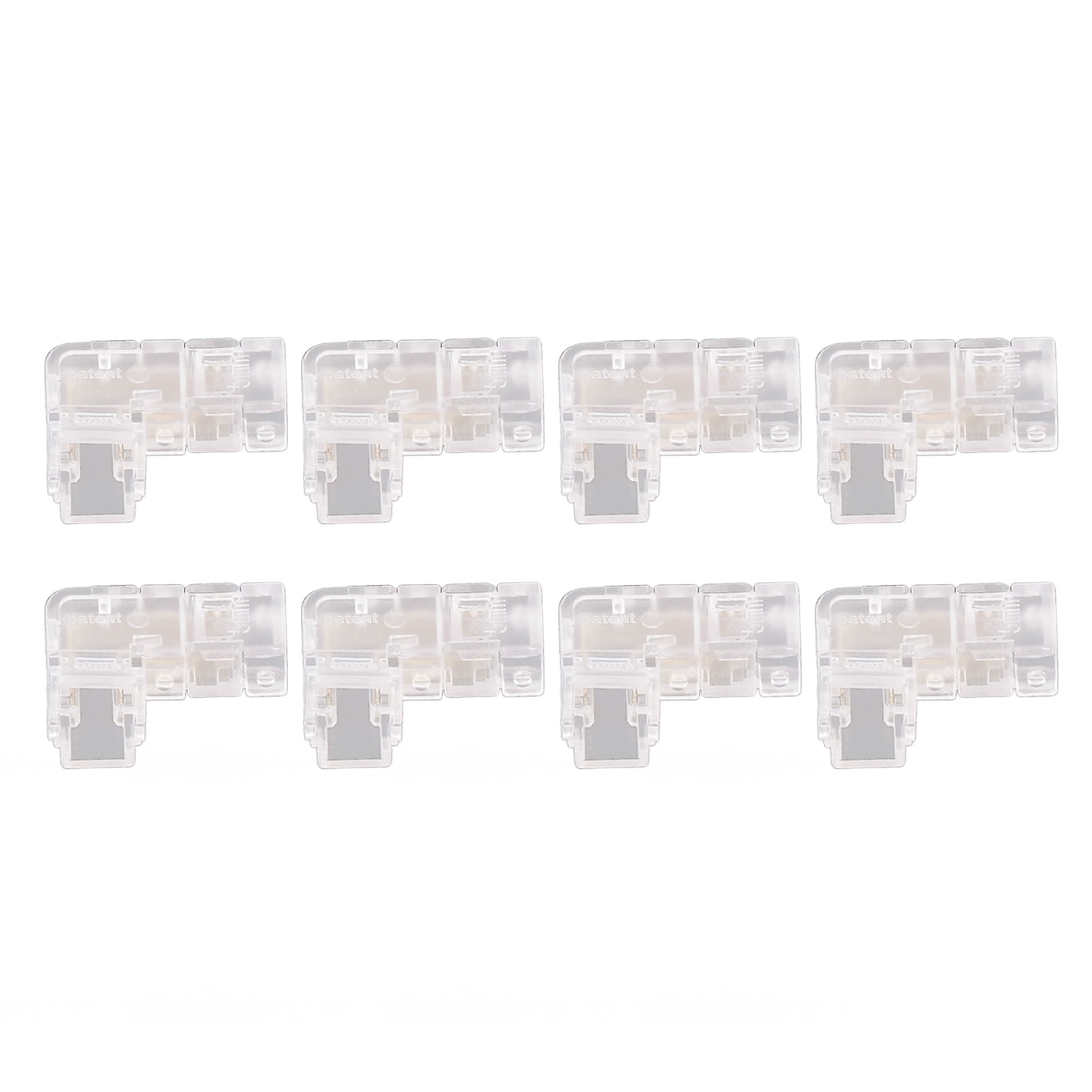 8Pcs 2 Pin 5mm COB LED Strip Light Connectors L Shaped Transparent Gapless Connectors Solderless
