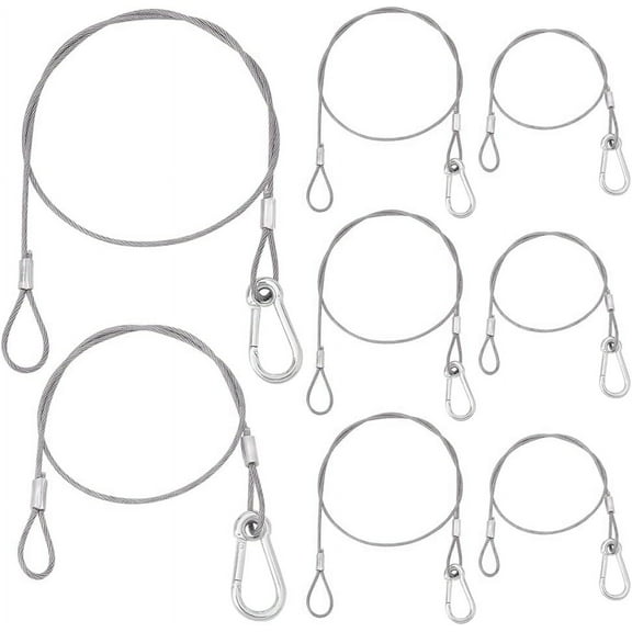 8Pcs 2 Style 304 Stainless Steel Stage Lights Safety Cable Multi-use Safety Rope for DJ Stage Lighting Par Light Moving Head Light Mixed Color 600~780mm 4pcs/style