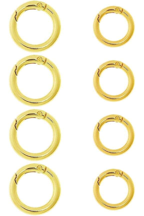 8Pcs 2 Styles 18K Gold Plated Spring O Ring 20/25mm Round Snap Clip Key Rings Brass Spring Keyring Buckle Trigger for DIY Handbag Purse and Jewelry Connector DIY