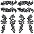 thumbnail image 1 of 8Pcs 2 Styles Black Flowers Embroidery Appliques Lace Fabric Floral Sew on Patches Polyester Collar Neckline Trim Applique for Sewing Wedding Dress Clothing Hat Bag Jeans Pillow DIY Decor, 1 of 9