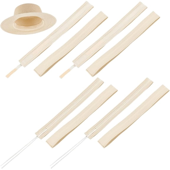 8Pcs 2 Styles Hat Size Reducer Liner Beige Adjustable Hat Size Tape Polyester Cotton Bands Hat Sizer Insert Hat Sweatband for Hats Caps Sewing Crafts Accessories DIY