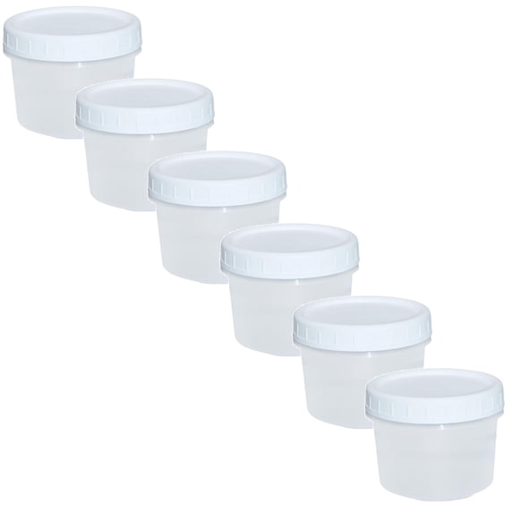 8Pcs 200ml/7oz Reusable Small Plastic Containers with White Screw Lids, Small Food Storage Freezer Containers,Deli Containers Stackable Food Storage Jars,Sauce Condiment Jars Lunch Box Accessories