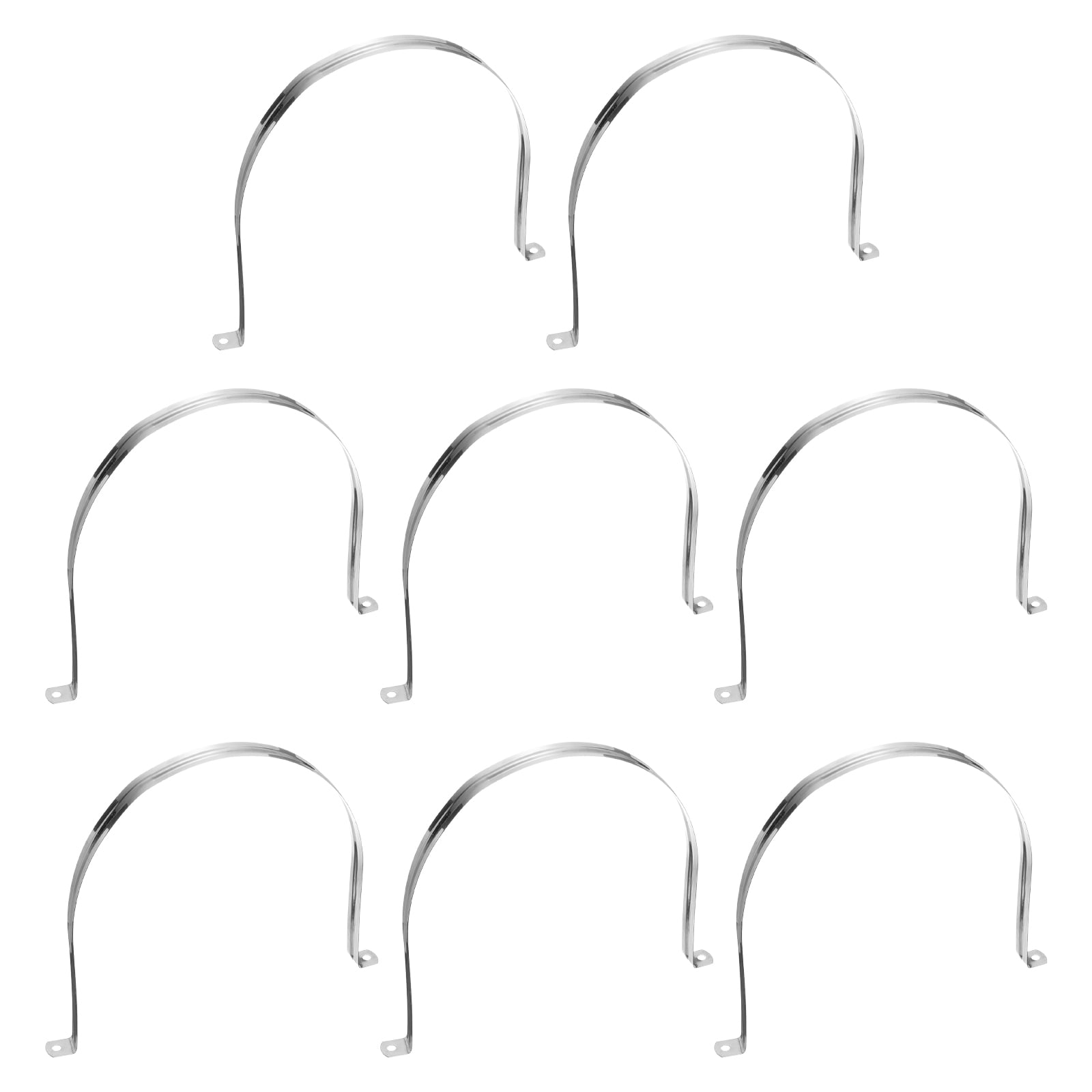 8Pcs 200mm(7-7/8") Stainless Steel Coated Cushioned Insulated Cable Clamp 2 Hole U-Tube Strap Clamp, Silver