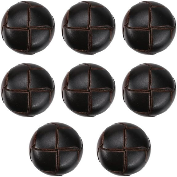8Pcs 20MM Brown Round Genuine Leather Cover Football Pattern Button Coffee Replacement Metal Shank Decorative Buttons Bulk for Sewing Making Clothes Jackets DIY Crafts Shirts Embellishment diy