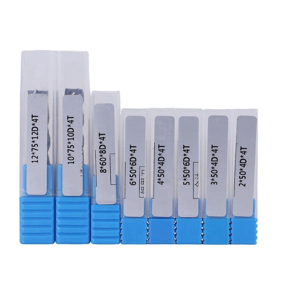 8Pcs 212mm Carbide End Mill 4 Flutes End Mill Set Milling Cutter Tool Kit CNC Carbide Milling Cutter Spiral Router Bits