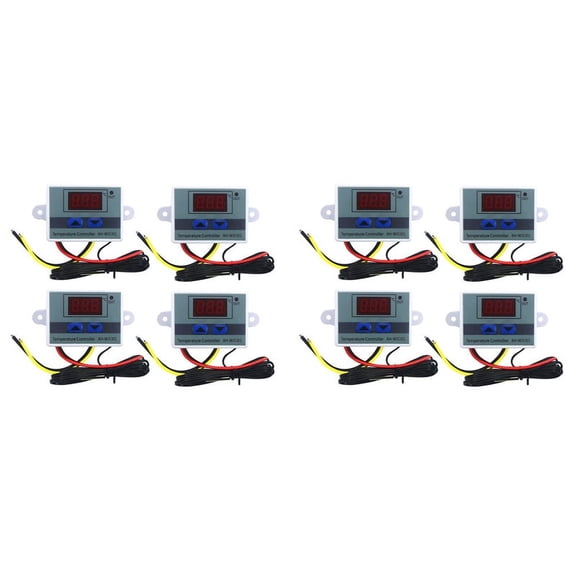 8Pcs 220V Ac Digital Led Temperature Controller Xh-W3001 for Incubator Cooling Heating Switch Thermostat Sensor
