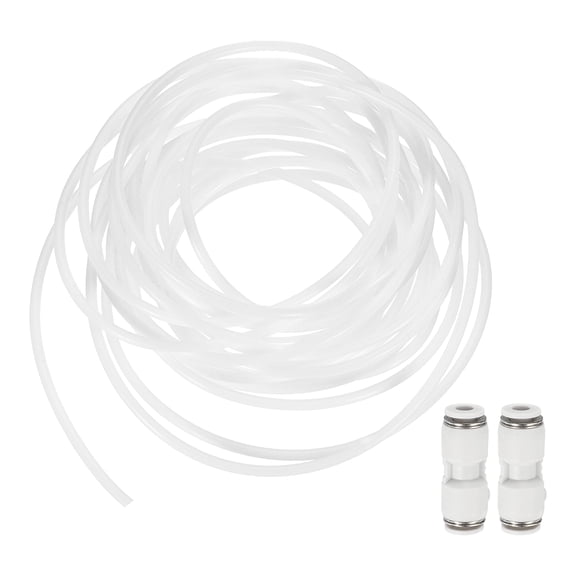 8Pcs 26.24ft Tubing Hose, 2mm ID x 4 mm OD Ultra-Smooth Filament Feeder Tube Pipe with Pneumatic Fittings for Direct Drive Extruder 3D Printer and Gas Conveying Tubing, White
