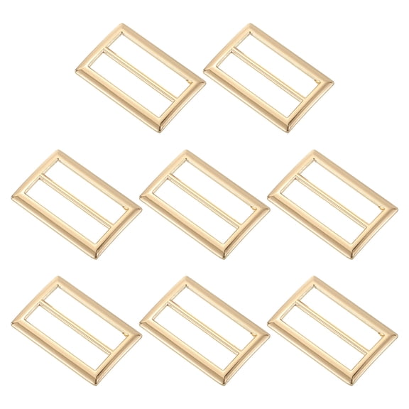 8Pcs 3/4" Metal Slider Buckles, Flat Tri-Glide Button Fasteners, Gold