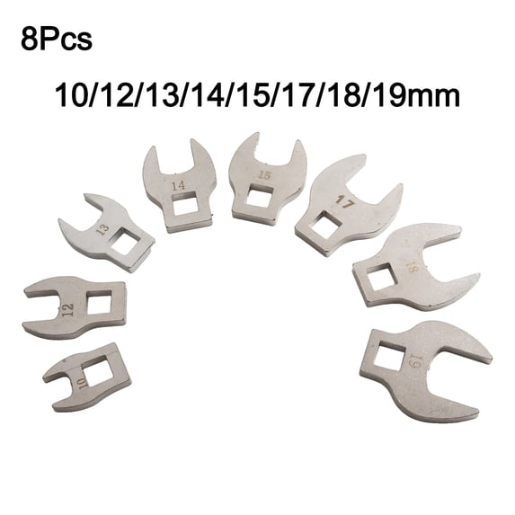 8Pcs 3/8In Drive Crowfoot Wrench 10 To 19mm Metric Foot Open End Spanner Metric