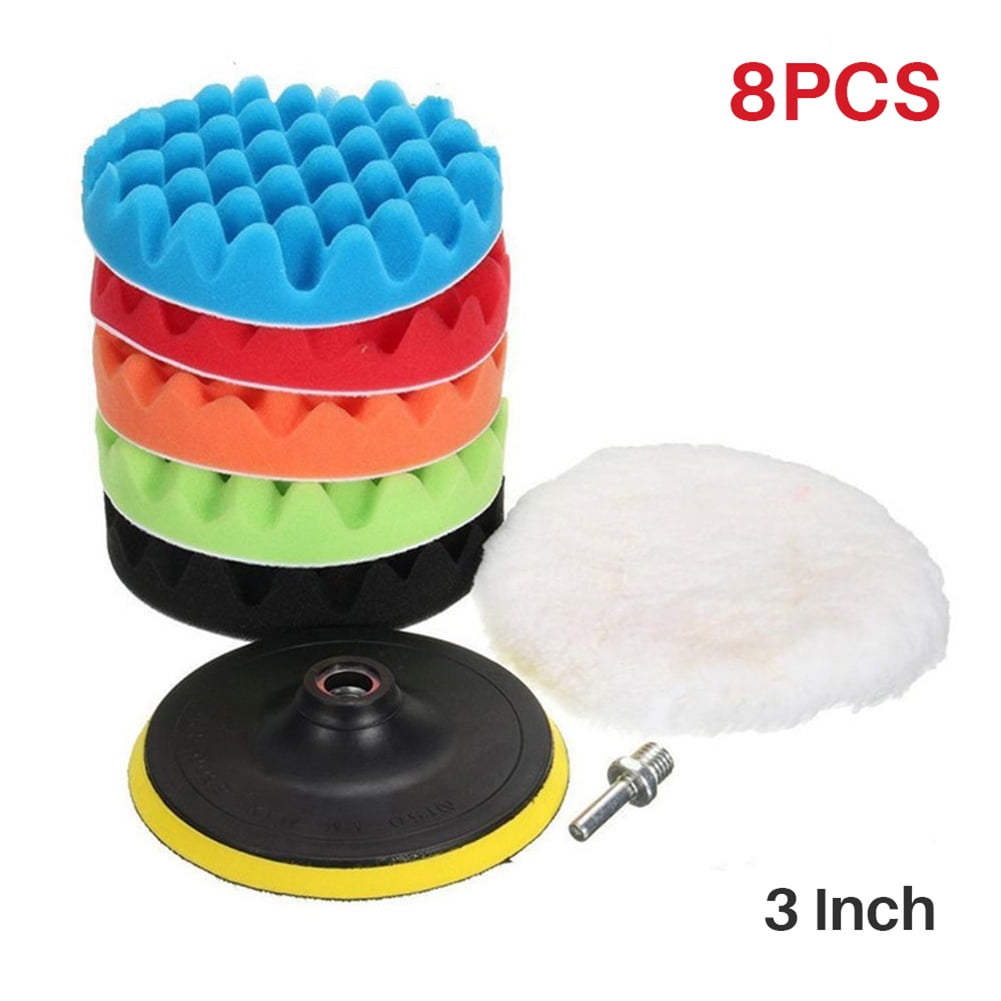 8Pcs 3 inch Buffing Pad Set Wave Sponge Polishing Pad Kit For Car